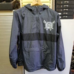 Savs Men's XL Navy Familia Anorak Hooded Windbreaker 1/4 Zip Pullover Jacket